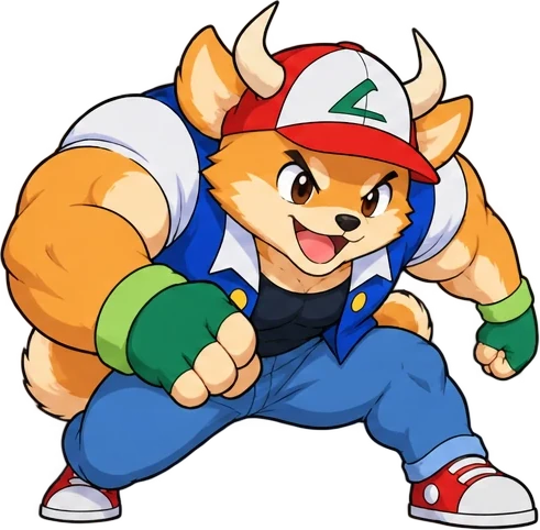 Inu Ash with bull horns, charging forward
